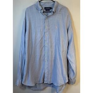 Polo Ralph Lauren Golf Dress Shirt Tilden Blue Plaid Silk Linen Mens Size XL
